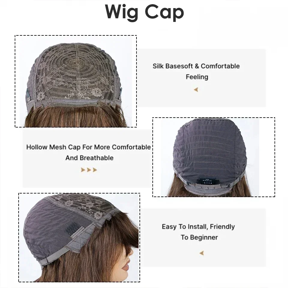 레드디쉬 다크 브라운 앞머리 가발, 페루 오번 다크 브라운 스트레이트 헤어 가발, 앞머리 포함, 버진 인모 가발, 풀 머신