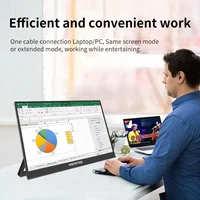 HGFRTEE 16inch Touch Portable Monitor 16:10 96%sRGB 350Cd/m² Second Screen For Laptop With Holder Stand Type-C HDMI-Compatible - Image 2
