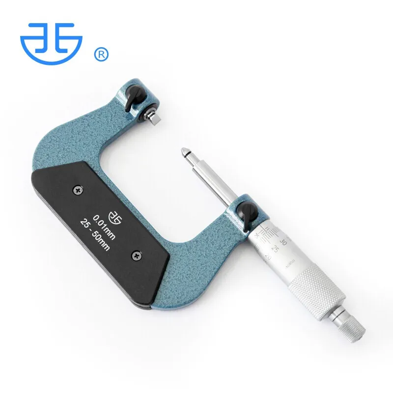 마이크로미터 외부 나사 피치 직경 측정 V팁 0.4mm 1mm 헤드 포함 0-25mm ..