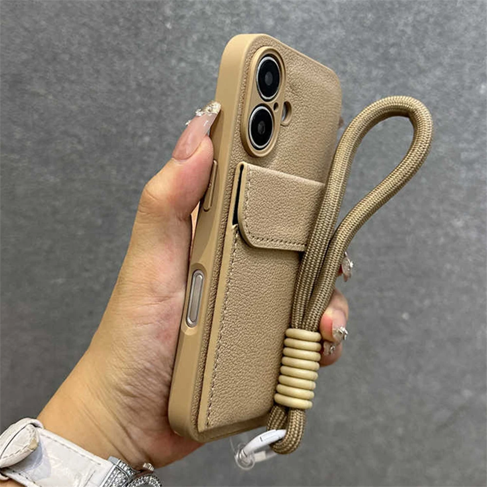 Personalised Leather Phone Case With Wrist Strap For Iphone Pro Max_voghion.com