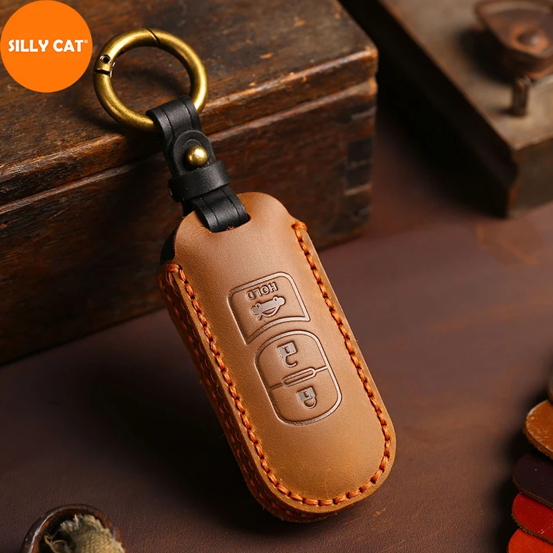 

Handmade Leather Car Key Fob Case Cover Protector Suit For Mazda 3 BM 6 GH GJ GL CX-3 DK CX-4 GK CX-5 GH CX-8 KG MX-5 IV Targa