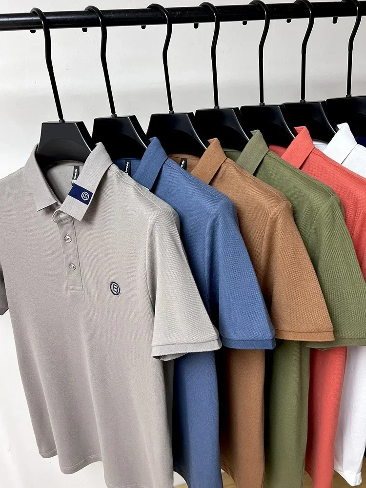 Description Picture 3 of itemBrand Embroidery 100% Cotton Men's Polo Shirts Lapel Fashion 2024 Summer Handsome Men Clothing Trend Casual High Quality T-shirt