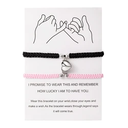 Handmade Heart Magnet Adjustable Braided Friendship Bracelet Set (BR24Y0210 - 1)