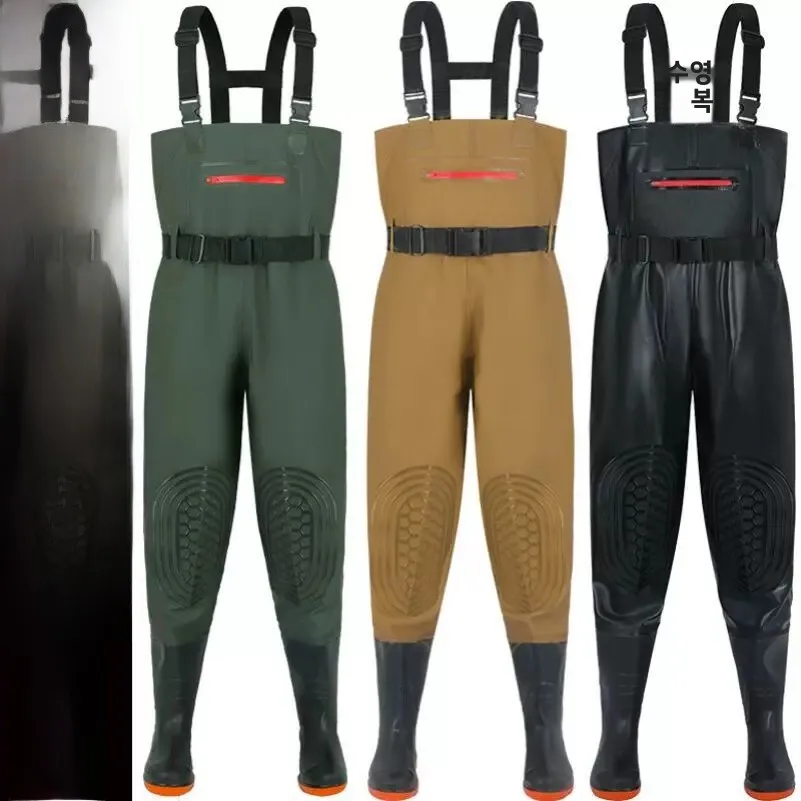 두꺼운 풀 불 텐던 웨이딩 팬츠 남녀 공용 하프 바디 레인 팬츠 방수 의류 가죽..