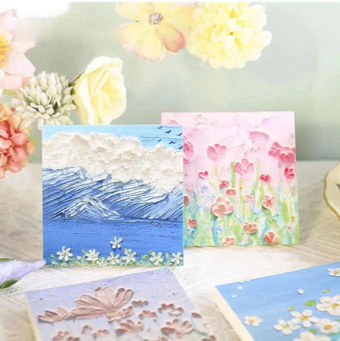 

12 pcs/lot Creative Painting Memo pad Sticky Notes Cute N Times Stationery Label Notepad Bookmark Post school Supplies wholesale