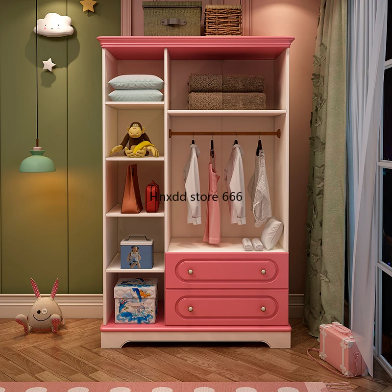 Pink Modern Girls Children's Coat Cabinet