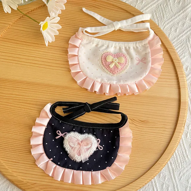 Cat Bib Lolita Style Cute Polka Dot Pet Neck Decoration Cat Role-playing Clothing Drool Bib Fabric Scarf 4