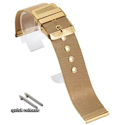 Elegant Milanese Stainless Steel Quick Release Wristband - Silver Bracelet - 18mm (GOLD)