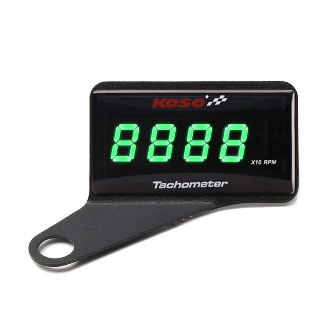 Koso Mini RPM Meter Digital Square LCD Display Engine Tach Hour Meter Tachometer Gauge for BMW YAMAHA KAWASAKI Racing Motorcycle rpm-green-set-left