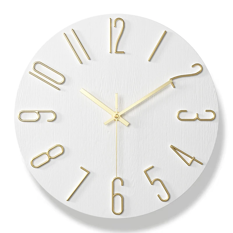 12Inch Frameless Golden Numerals Wall Clock Rose Gold  