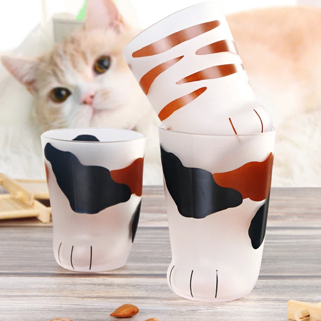 Frosted Glass Cup with Cat Feet, Funny Coffee Mugs, Cute Household  Drinkware, Kawaii, 300ml, 10oz, 1