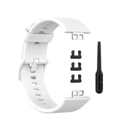 Silicone Sport Wristband for Smartwatch - Replacement Strap with Tool (15 white)