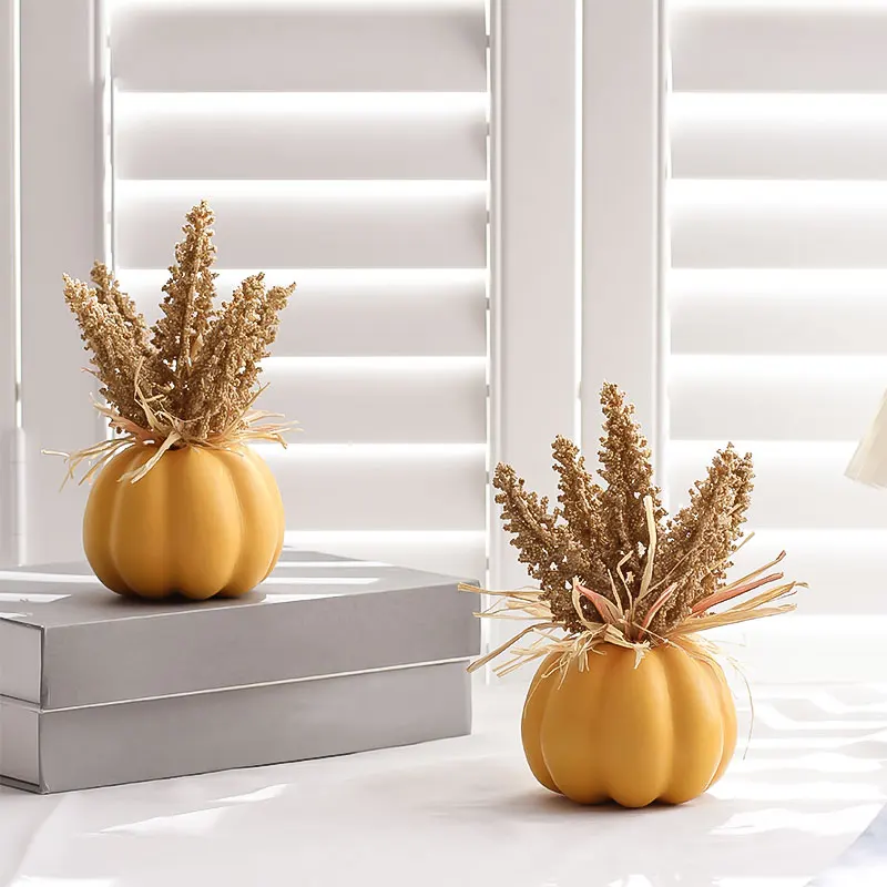 1PC Kürbisdekoration, Nachahmung von Schaumstoffperlen Lafite Grass, Halloween Harvest Festival Kürbis, Herbst Indoor Home Office Desktop – Detail 12