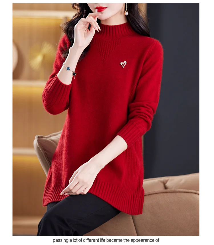 Frauen Pullover Neue Elegante Rollkragen Warme Pollovers Bluse Stricken Damen Jumper Herbst Winter Bottom Wear Tops Weibliche Kleidung – Detail 1