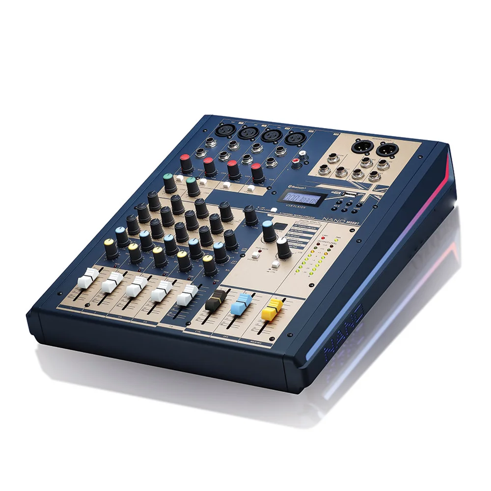 Nano M08BT Compact analogue 8 channel mixing console with with 4 Mic inputs 3 Stereo inputs Bluetooth USB audio interface