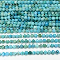 Perles rondes à facettes en Turquoise Rare naturelle, 4.2mm, amples, pour la fabrication de bijoux, collier et Bracelet, DIY, vente en gros 1