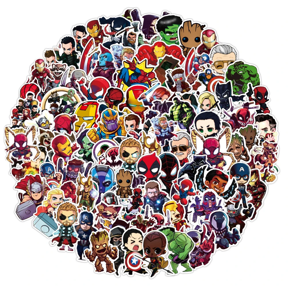 10/30/50/100PCS Disney Marvel The Avengers Cute Super Hero Stickers  Graffiti DIY Toy Phone