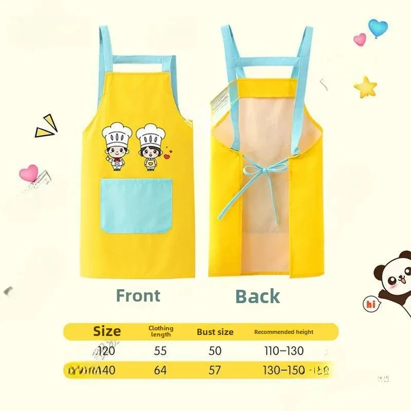 Kitchen Apron Hat Set for Kids Chef Costume Female Kindergarten Children Drawing Clothes Elementary School Students