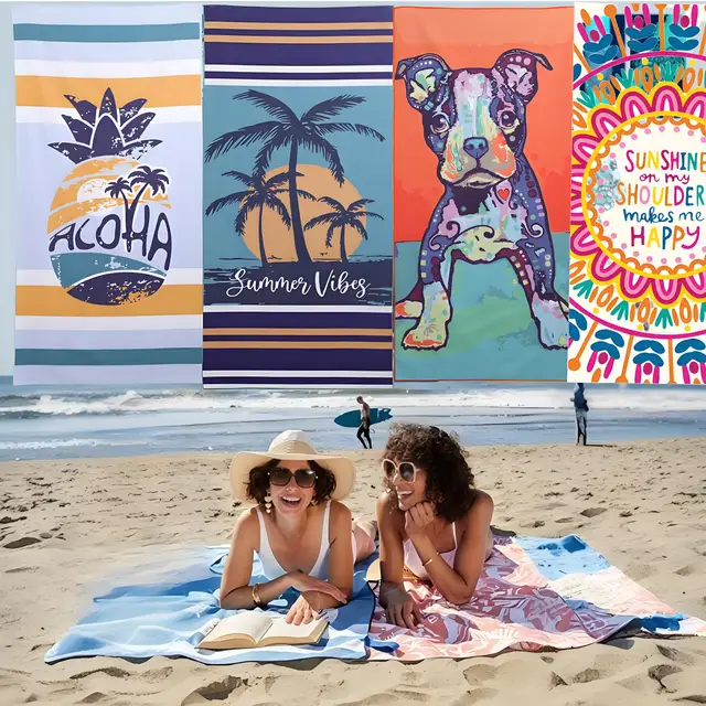 Microfiber Blanket Quick Drying Beach Towels, Oversized 31.5*63in Printing Towel, Super Absorbent Pool Swimming Towel Blanket, 1