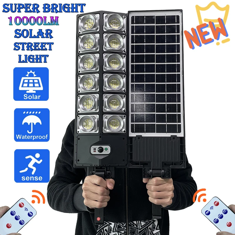 Newest Solar Street Lights 10000LM Outdoor LED Solar Light with Motion Sensor Solar IP65 Waterproof  Wall Lamp for Street Garden newest outdoor solar lights powerful lighting garden wall solar lamps motion sensor solar light ip65 waterproof street led lamp