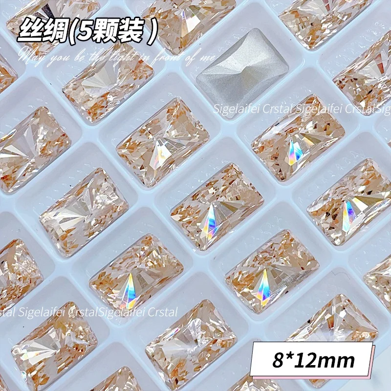 K9-Kristall, 8 x 12 mm, rechteckige Diamanten, strahlend geschnittene Facetten, Edelsteine mit spitzem Boden, verwendet für Ohrringe, Halsketten, Nagelschmuck-Zubehör – Detail 23