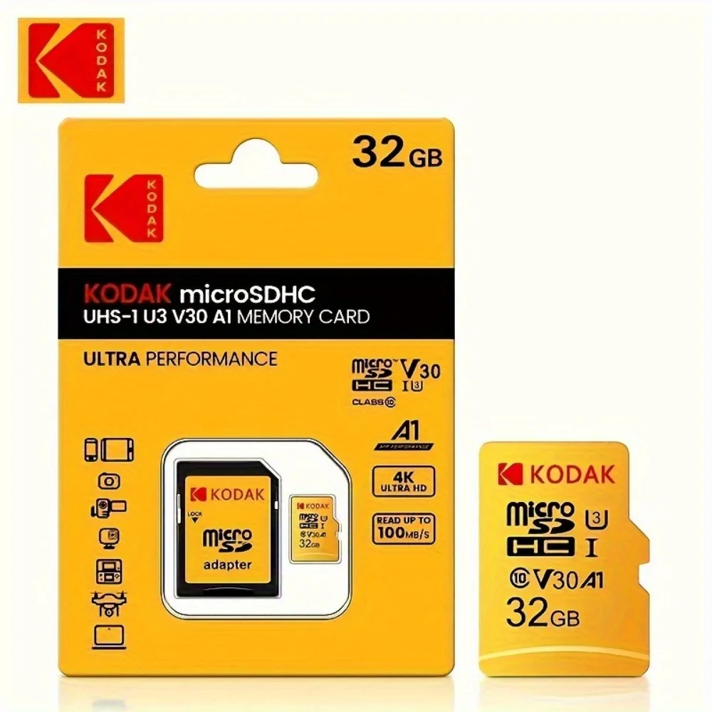 Kodak 32GB-256GB MicroSDCC Hafıza Kartı - Kameralar, Akıllı Telefonlar ve Tabletler için U3, 4K, A1, UHS-I, C10, TF Hafıza Kartları