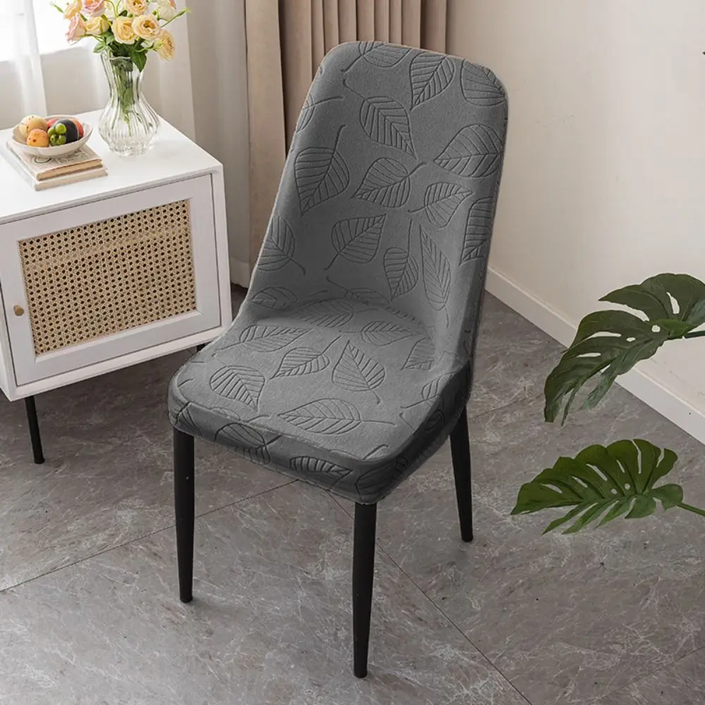 Leaf Pattern Curved Chair Cover Soft Elastic Band Restaurant Stool Cover Dust-proof Stretchable Seat Protectors Wedding Banquet