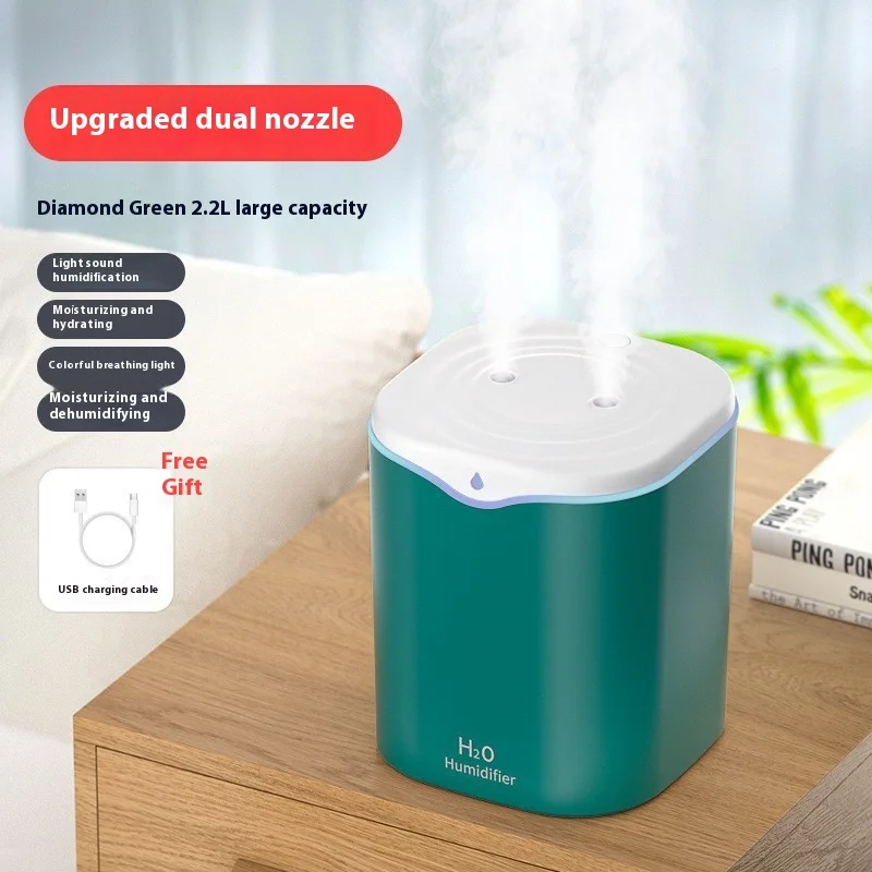 Large Capacity Dual Spray Humidifier Usb Home Bedroom 2L Silent Water Replenisher Air Purifier Wireless Water Diffuser Office