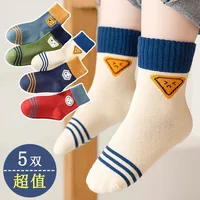 5 Pairs Children's Socks Girls Boys Trendy Pattern Sport Sock Spring Socks 3-12T Kids Mid-calf Socks Cotton Sock 1