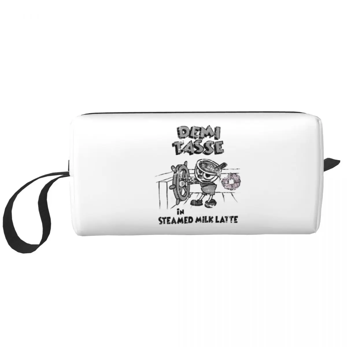

Steamed Milk Latte Cuphead Makeup Bag Pouch Waterproof Game Mugman Mouse Cartoon Animation Gamer Cosmetic Bag Travel Toiletry