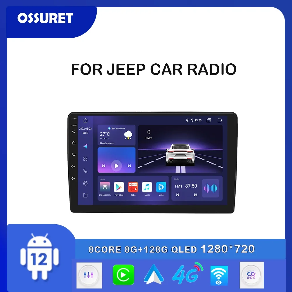 

7862 Android 12 Car radio For JEEP Grand Cherokee Patriot Compass Commander Wrangler Dodge RAM Chrysler 300C multimedia player