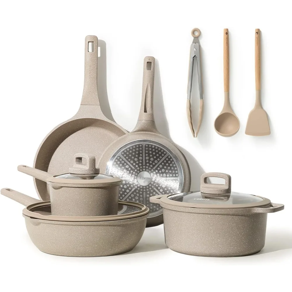 

Pots and Pans Set Non Stick, 11Pcs Nonstick Kitchen Cookware Sets, Stackable Induction Cookware, Pot and Pan Set, Pans