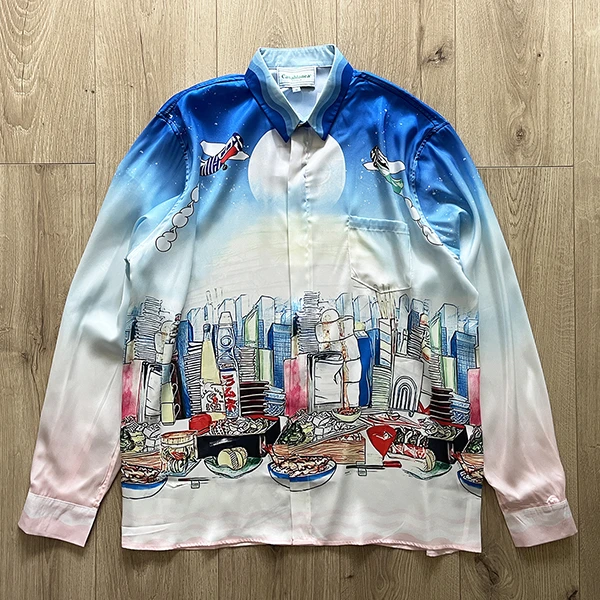 

2023ss Summer Casablanca Shirt Men Women Best Quality Long Sleeve Hawaii Beach Urban Pattern Top Silk Shirts For Men Paris