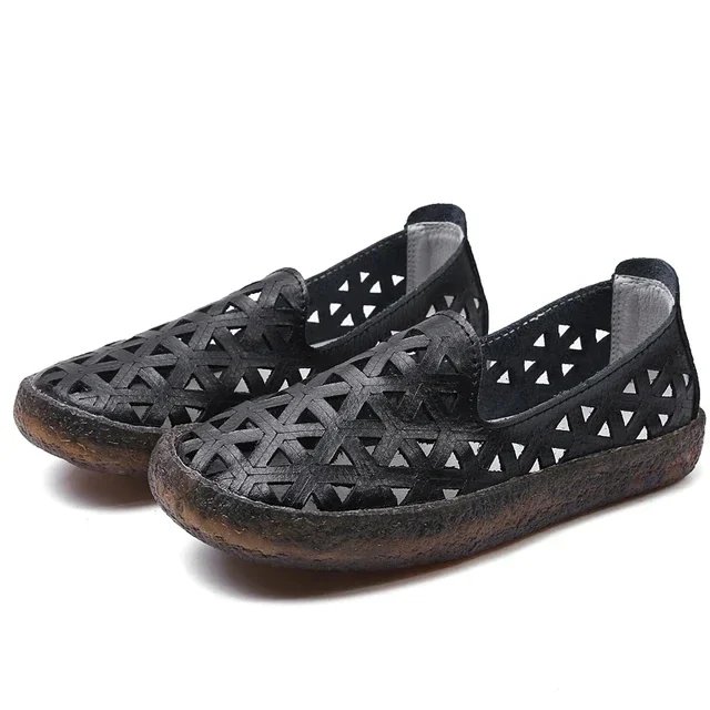 Summer Women Casual Shoes Leather Soft Loafers Female Ballet Flats Sneakers Cut Out Slip On Moccasins Breathable Ladies Footwear 4