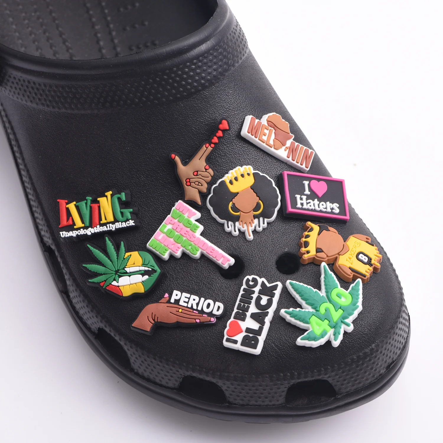 1 Pcs Black Girl Magic Croc Shoe Charms Accessories Decorations Clog Sandals PVC Black Lives Matter Charm Button BLM Girl Gift 1 Pcs Black Girl Magic Croc Shoe Charms Accessories Decorations Clog Sandals PVC Black Lives Matter Charm Button BLM Girl Gift