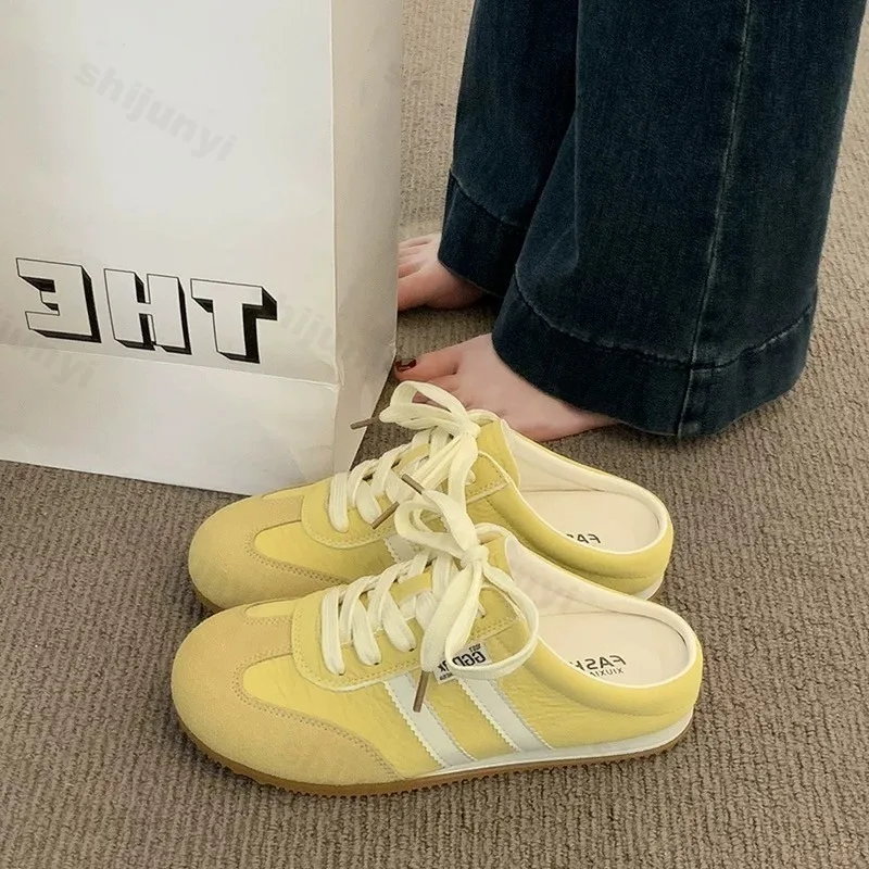 Women Fashion Slippers 2026 Summer Trend Casual Comfort Platform Flats Mules Slippers Lace-Up Non Slip Outdoor Female Slippers 3