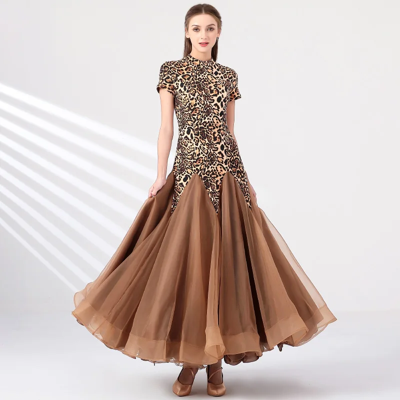 

Ballroom Dance Dress Women Performance Wear Costumes Modern Standard Tango Waltz Practice Dress Long Sleeves Sequin Big Swing