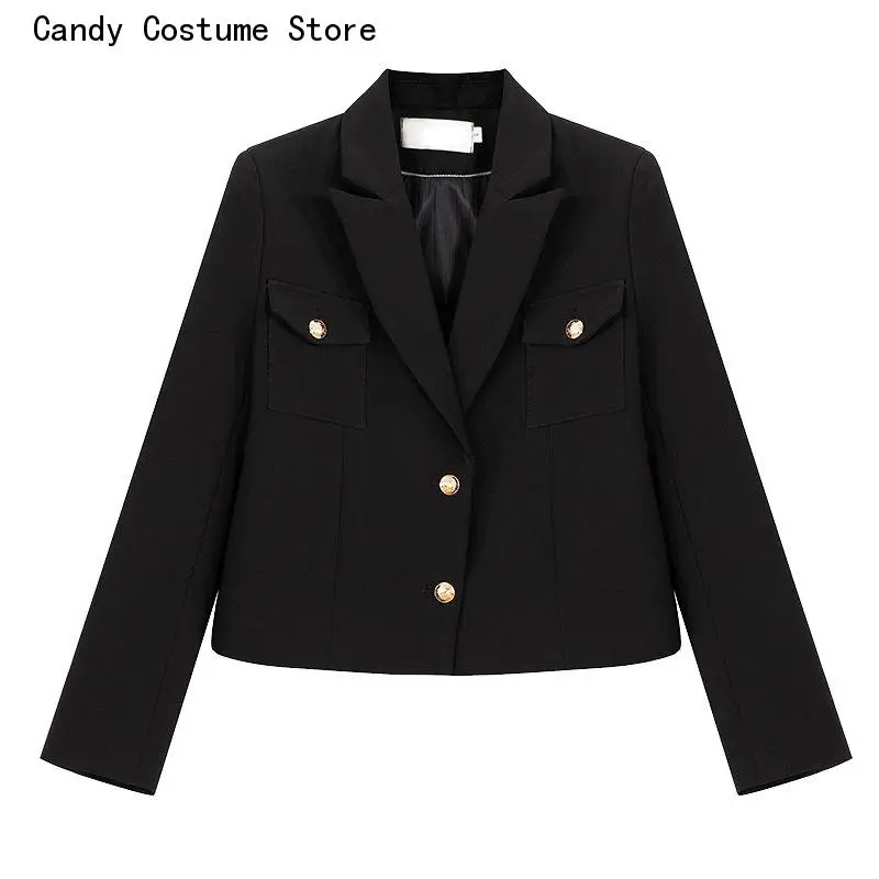 Outwear Blazers Casual Women Crops Design Fashion Solid Harajuku Slim Ins Female Spring Fall All-match Notched Hipster Mujer New