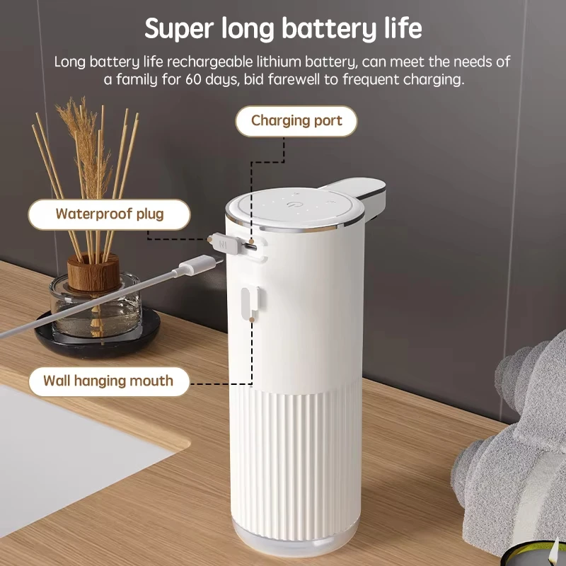 360Ml Automatic Soap Dispenser Bathroom Accessories Automatic Liquid Soap Dispenser Type-C 4 Level Foam