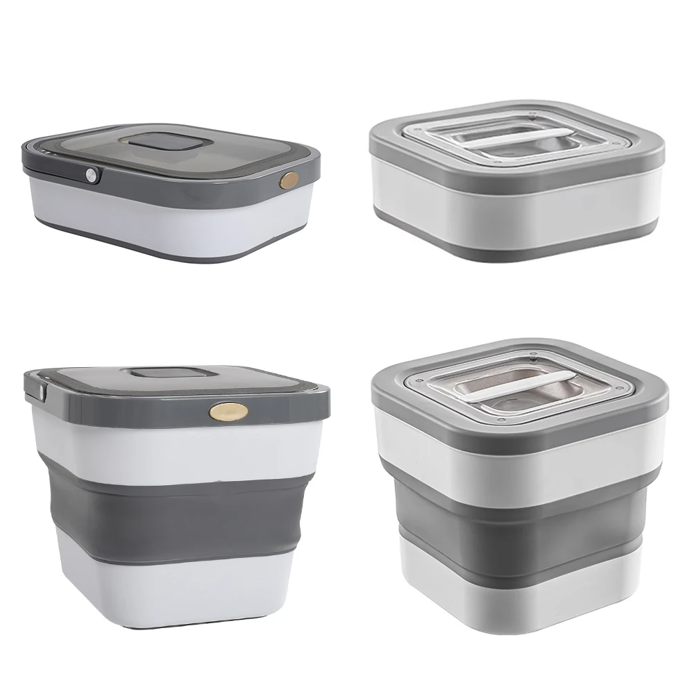 Tieker Foldable Moisture-proof and Insect-proof Sealed Pet Food Storage Bucket Portable Food Pet Food Storage Container