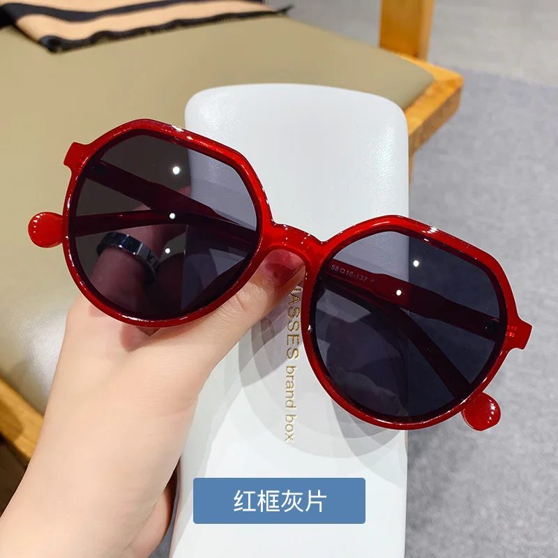 OLOEY Fashion Style All-match Trend Sunglasses Personalized Round Frame Sunglasses Ins Trend Candy Color Big Frame Sunglasses ladies sunglasses Sunglasses