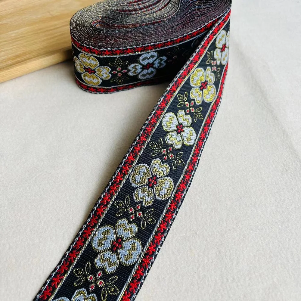 10yards/lot wide 5cm Woven Jacquard Ribbon Geometric Flowers ethnic style For Clothing Straps accessory LS-795