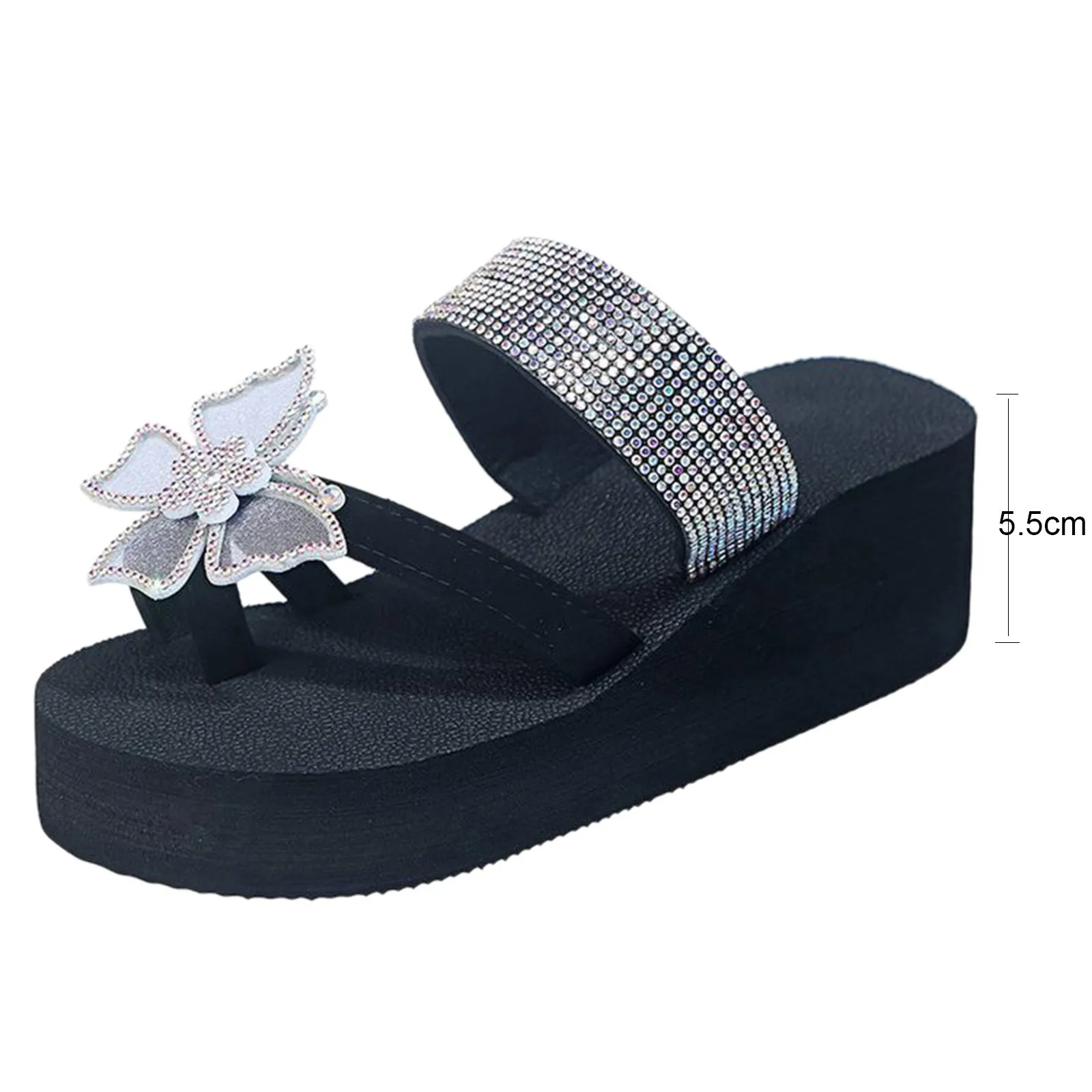 2023 Summer Women's Fashion Silver Rhinestone Flat Heel Sandals Bling Diamond Narrow Band Flip Flops Beach Casual Slippers Women - Image 4