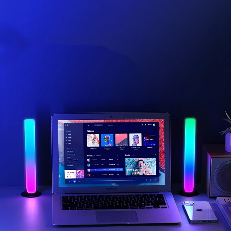 RGB LED Light Bars Music Sound Control Pickup Rhythm Ambient Lamp for Gaming Room Decor Car Desktop Induction Creative Led Pick