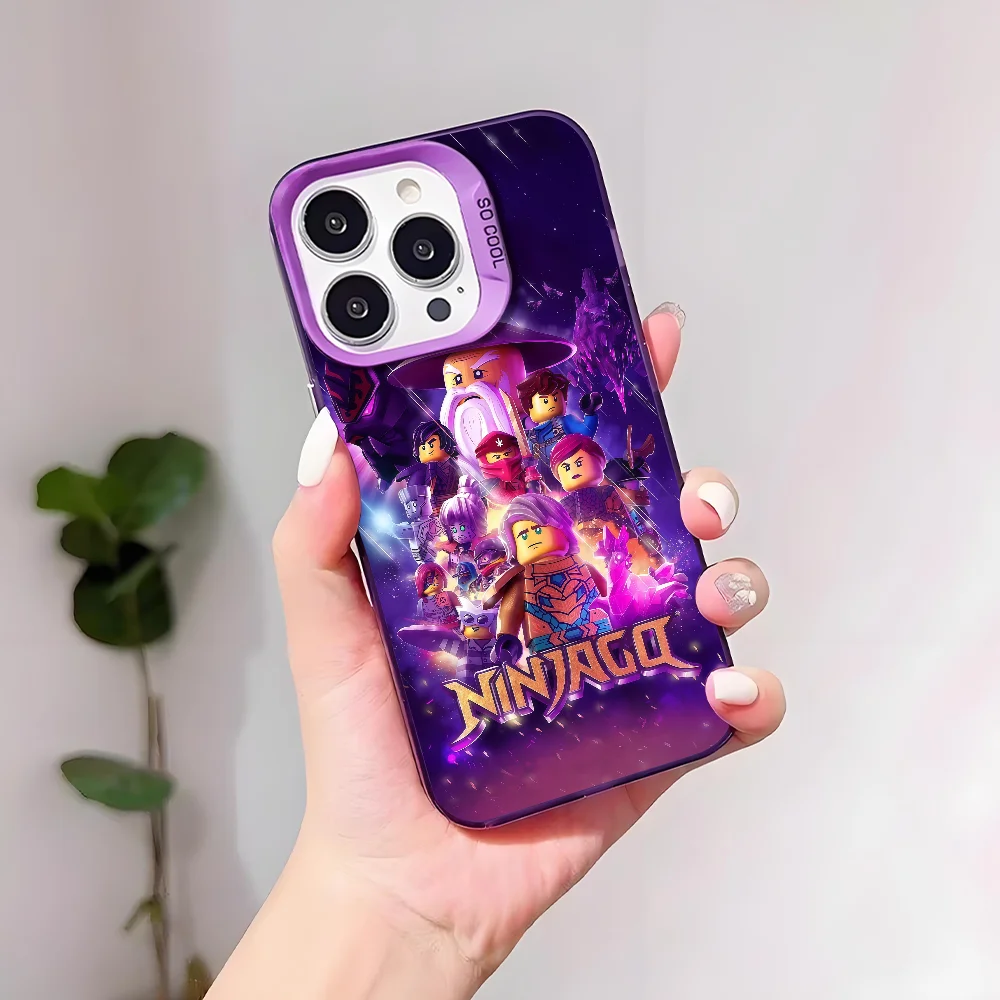 Cartoon phone case For iPhone 17 16 15 14 13 12 11 Pro Max Plus Mini IMD Color Silver Shell Cover N-Ninjago 4