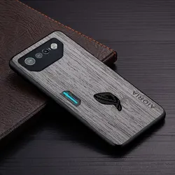 Luxury Bamboo Wood Pattern Leather Phone Case - Elegant Design Cover (Light Gray)