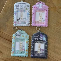 Kawaii Cartoon Kuromi Cinnamoroll Pochacco 3-Inch PVC Card Holder Cute Girls Idol Photo Storage Clip Keychain Pendant Gifts 1