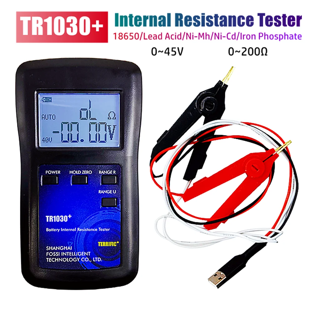 

Улучшенный тестер внутреннего сопротивления батареи YR1030 TR1030 + 0 ~ 45 В 18650, тестер литиевого никеля, водорода, свинцово-кислотной и щелочной батареи