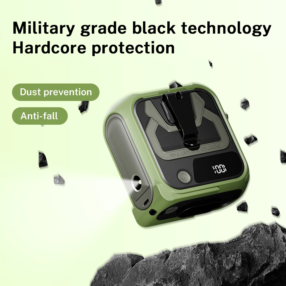 Deelife 10000mAh Wearable Fan Portable Mini Waist Fan 5 Speed USB Rechargeable Waist Clip Emergency Mobile Power for Outdoor