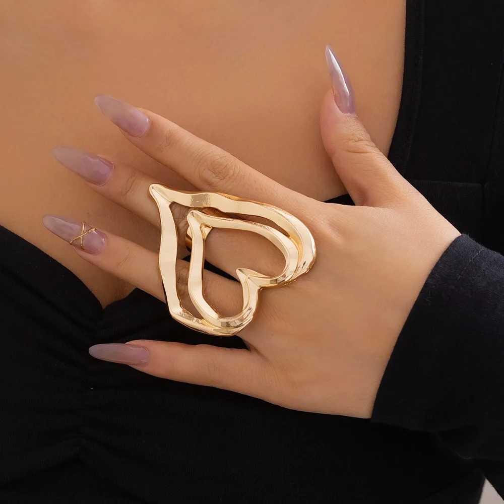 Anello statement donna con croce e cuore in metallo grande_voghion.com